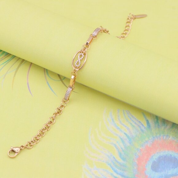 "Rose Gold Infinity Link Bracelet with Adjustable Chain, XPBL0930 - Picture 5 of 12